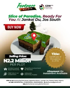 G3W home Fotress Estate land for sale